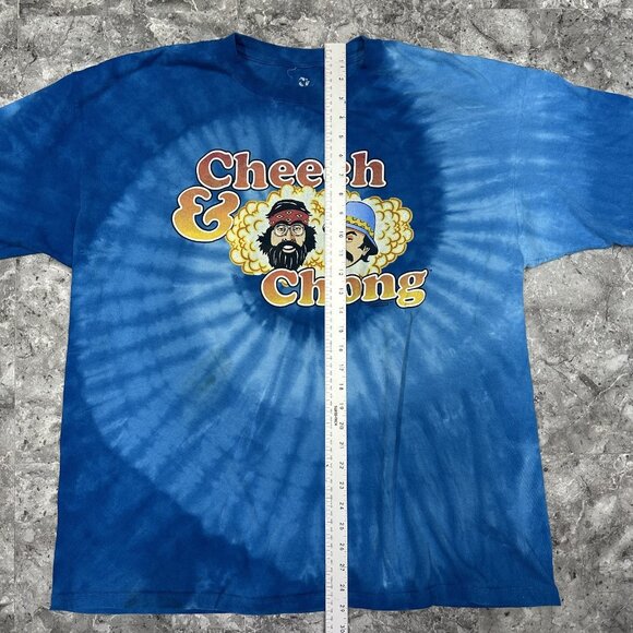 Cheech & Chong 2010 Sz XXL Comedy Duo Promo Blue Spiral Tie Dye Liquid Blue Tee - Picture 6 of 7
